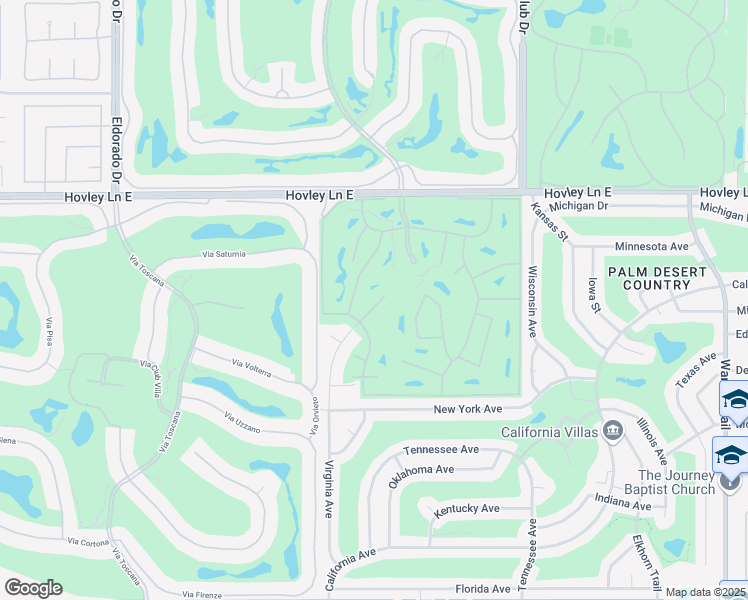 map of restaurants, bars, coffee shops, grocery stores, and more near 42533 Virginia Avenue in Palm Desert