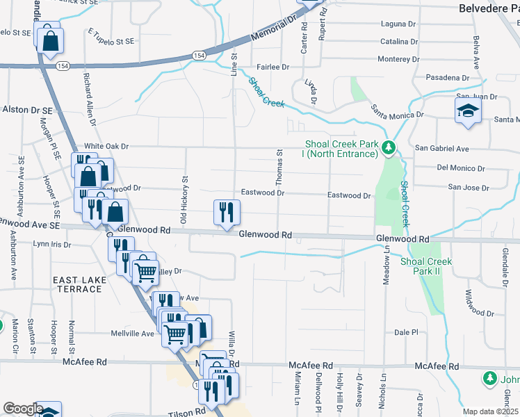 map of restaurants, bars, coffee shops, grocery stores, and more near 2719 Joyce Avenue in Decatur