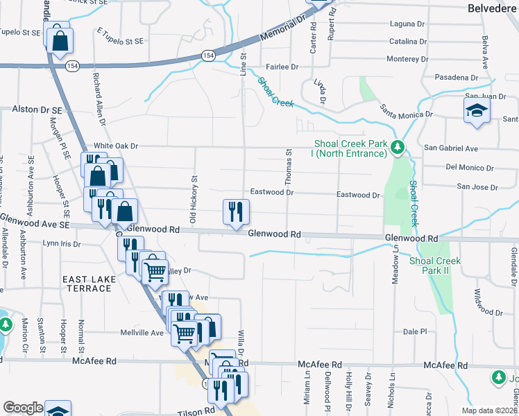 map of restaurants, bars, coffee shops, grocery stores, and more near 2719 Joyce Avenue in Decatur