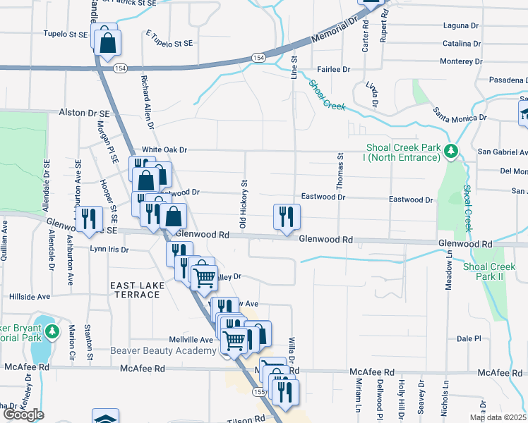 map of restaurants, bars, coffee shops, grocery stores, and more near 2642 Joyce Avenue in Decatur