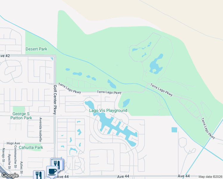 map of restaurants, bars, coffee shops, grocery stores, and more near 84460 Malora Court in Indio