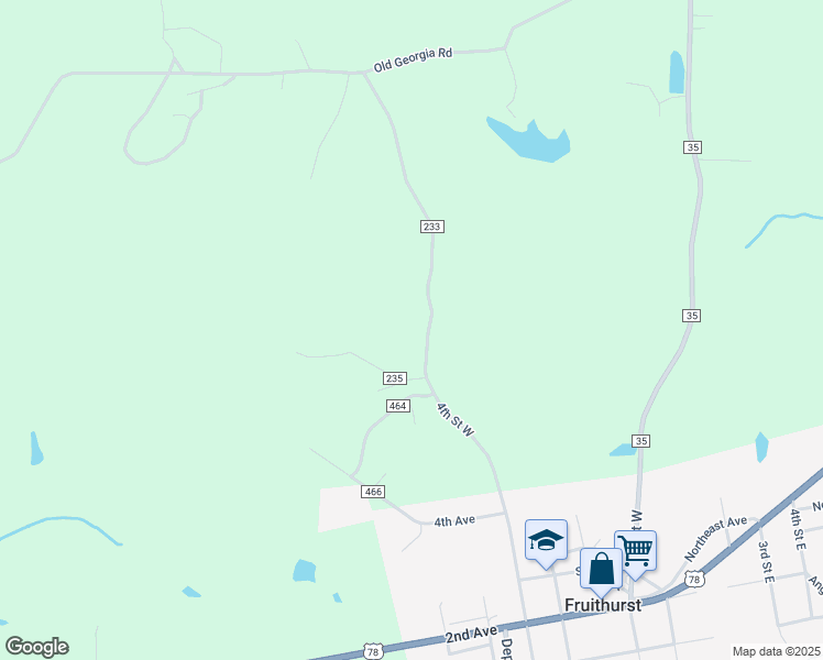 map of restaurants, bars, coffee shops, grocery stores, and more near 917 County Road 233 in Fruithurst