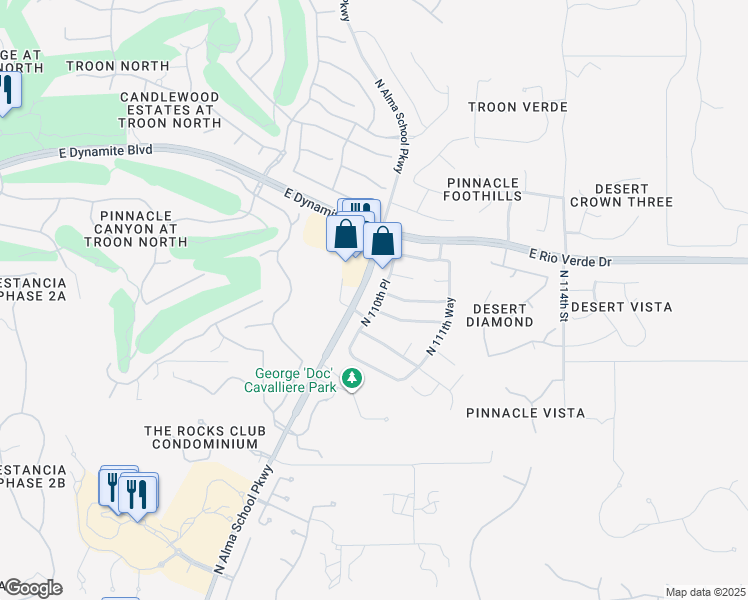 map of restaurants, bars, coffee shops, grocery stores, and more near 28028 North 110th Place in Scottsdale