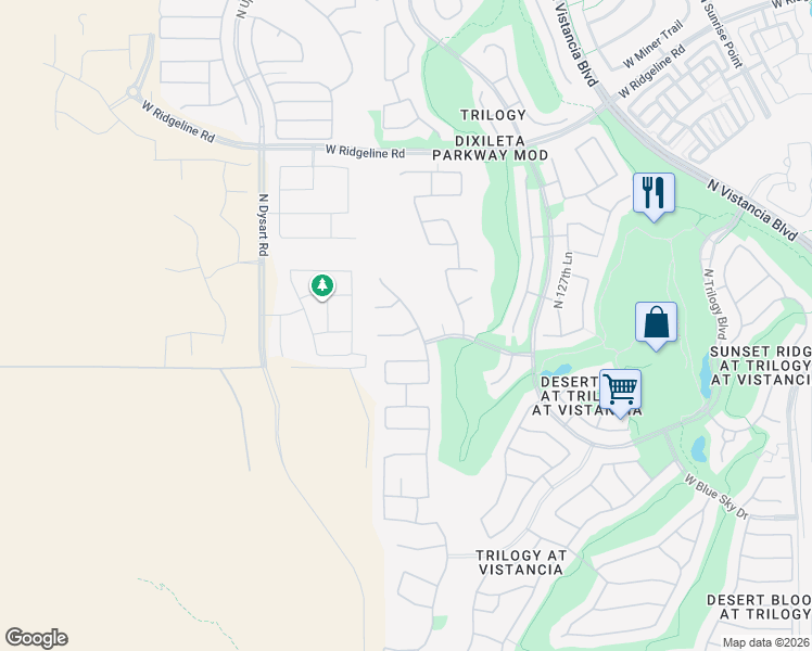 map of restaurants, bars, coffee shops, grocery stores, and more near 13039 West Desert Vista Trail in Peoria