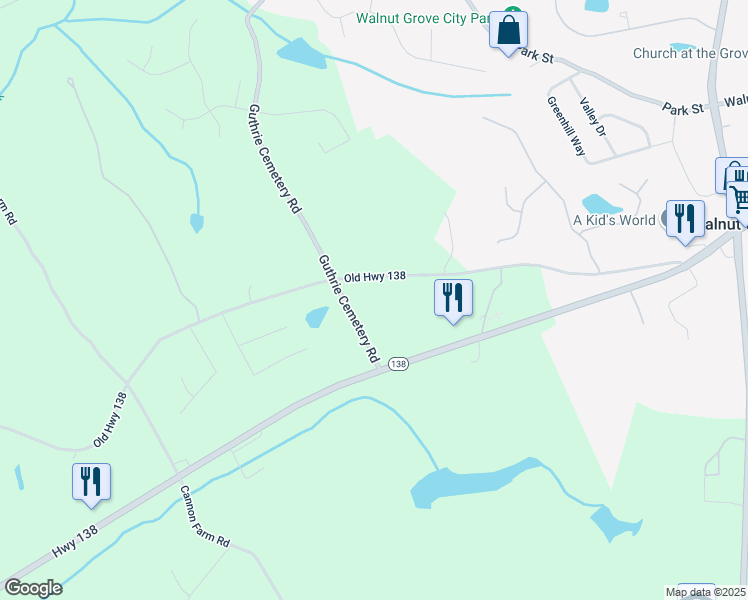 map of restaurants, bars, coffee shops, grocery stores, and more near 5206 Guthrie Cemetery Road in Loganville