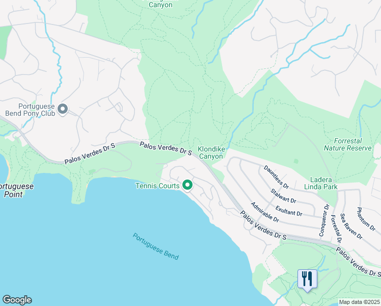 map of restaurants, bars, coffee shops, grocery stores, and more near 4512 Palos Verdes Drive South in Rancho Palos Verdes