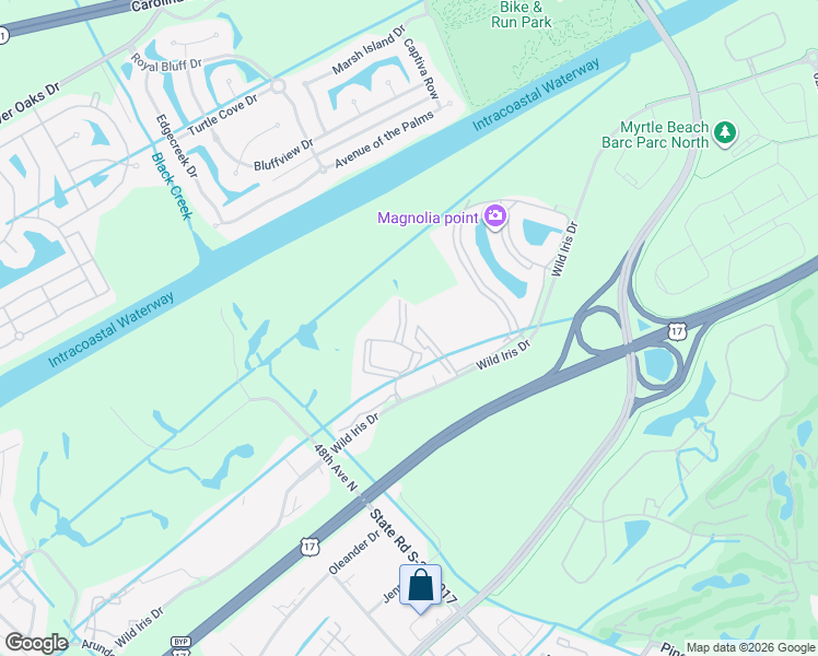 map of restaurants, bars, coffee shops, grocery stores, and more near 4877 Dahlia Court in Myrtle Beach