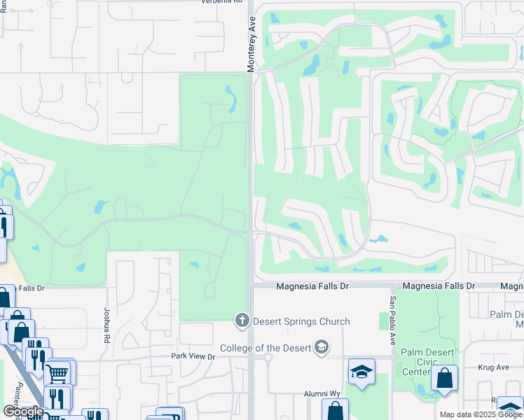 map of restaurants, bars, coffee shops, grocery stores, and more near 124 Giralda Circle in Palm Desert