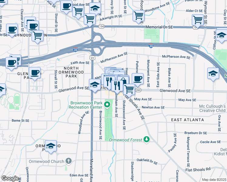 map of restaurants, bars, coffee shops, grocery stores, and more near 532 Joseph E Lowery Boulevard Southwest in Atlanta