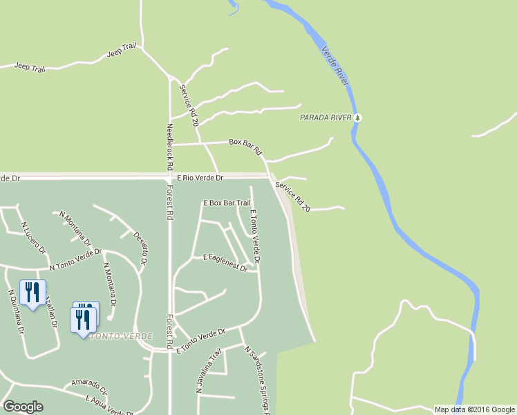map of restaurants, bars, coffee shops, grocery stores, and more near 19134 East Tonto Verde Drive in Rio Verde