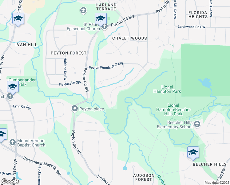 map of restaurants, bars, coffee shops, grocery stores, and more near 648 Cativo Drive Southwest in Atlanta