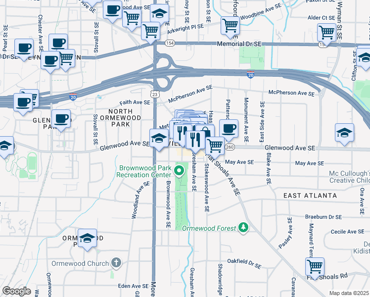map of restaurants, bars, coffee shops, grocery stores, and more near 532 Joseph E Lowery Boulevard Southwest in Atlanta