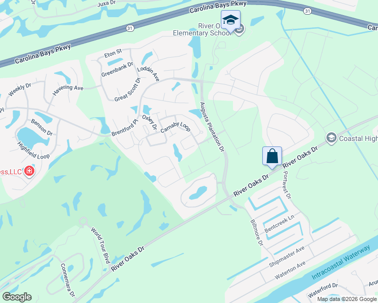 map of restaurants, bars, coffee shops, grocery stores, and more near 940 British Lane in Myrtle Beach