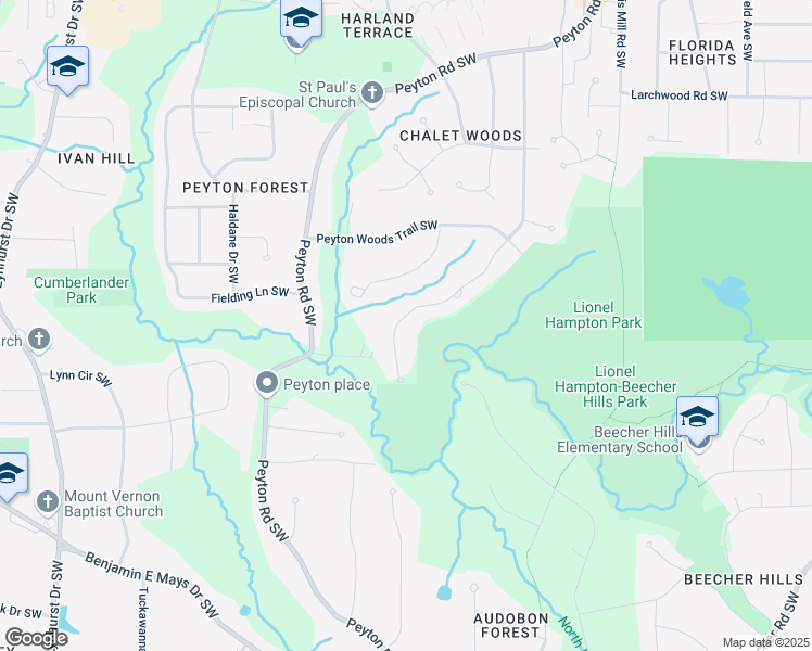 map of restaurants, bars, coffee shops, grocery stores, and more near 648 Cativo Drive Southwest in Atlanta