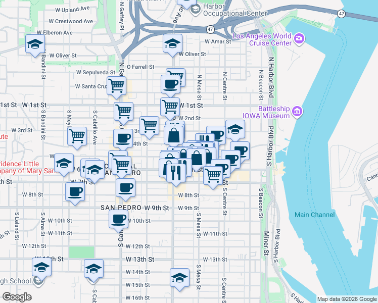map of restaurants, bars, coffee shops, grocery stores, and more near 448 West 5th Street in Los Angeles