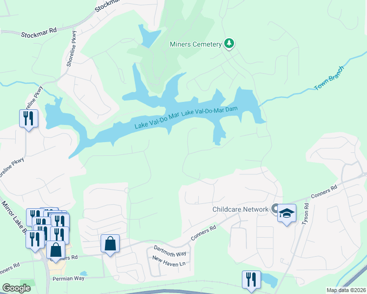 map of restaurants, bars, coffee shops, grocery stores, and more near Fairway Circle in Villa Rica