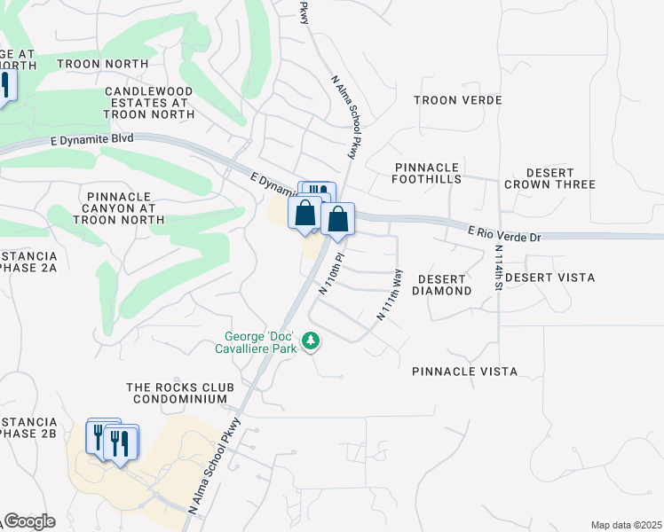 map of restaurants, bars, coffee shops, grocery stores, and more near 28028 North 110th Place in Scottsdale