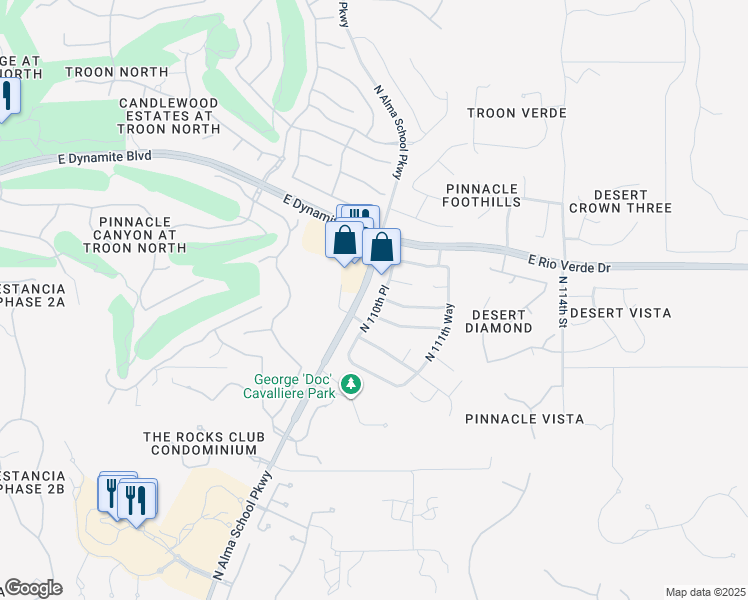 map of restaurants, bars, coffee shops, grocery stores, and more near 28028 North 110th Place in Scottsdale
