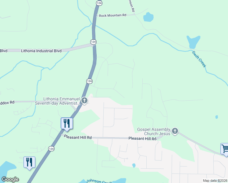 map of restaurants, bars, coffee shops, grocery stores, and more near 1756 Rock Chapel Road in Lithonia
