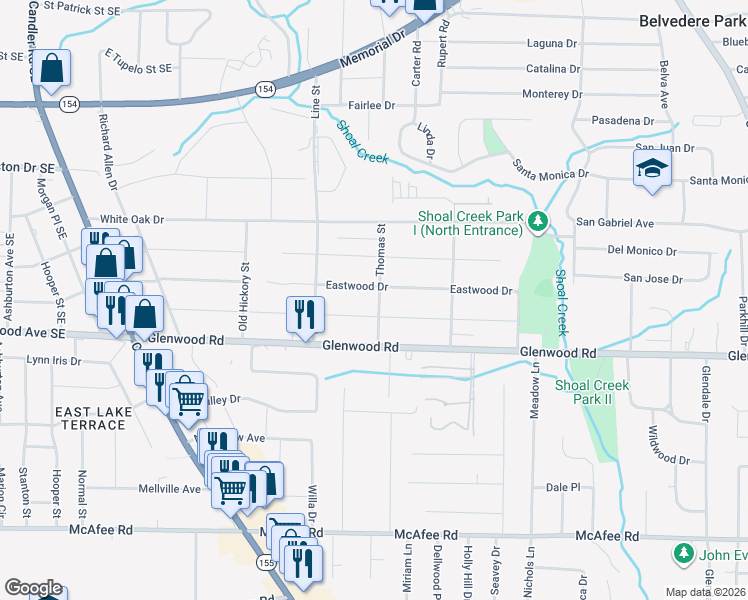 map of restaurants, bars, coffee shops, grocery stores, and more near 2757 Joyce Avenue in Decatur