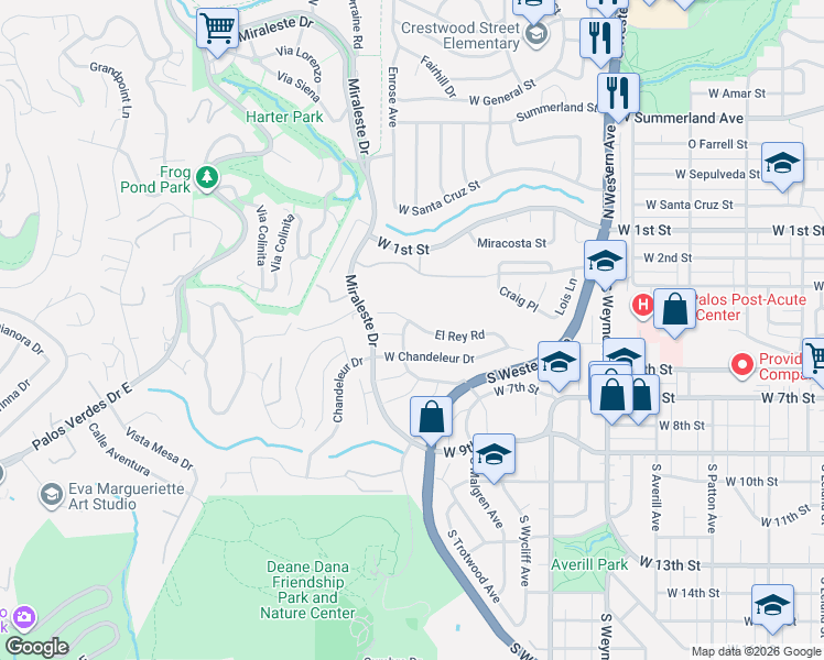 map of restaurants, bars, coffee shops, grocery stores, and more near 400 Bynner Drive in Los Angeles