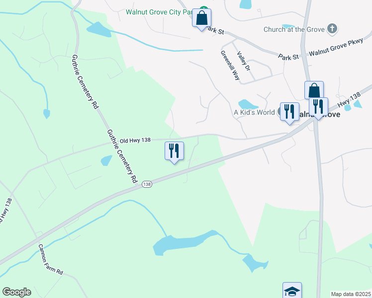 map of restaurants, bars, coffee shops, grocery stores, and more near 4895 Georgia 138 in Loganville