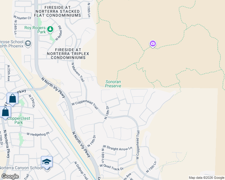 map of restaurants, bars, coffee shops, grocery stores, and more near 1803 West Red Fox Road in Phoenix