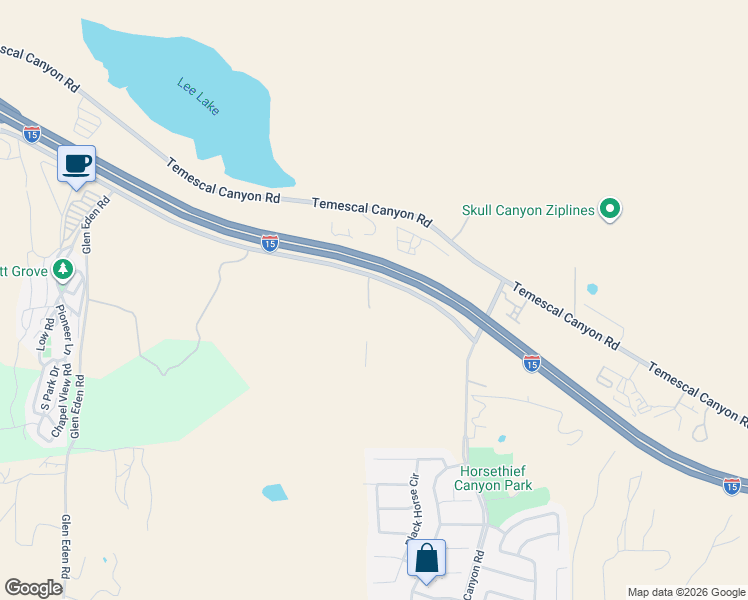 map of restaurants, bars, coffee shops, grocery stores, and more near 13005 De Palma Road in Corona