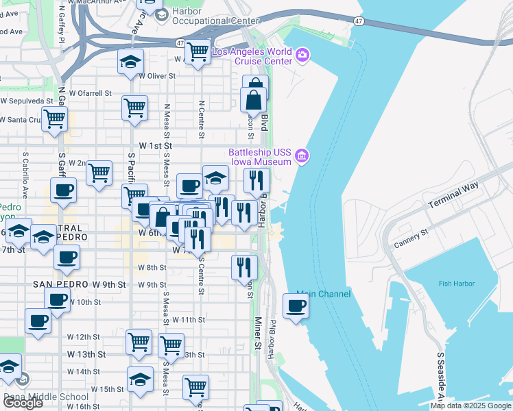 map of restaurants, bars, coffee shops, grocery stores, and more near in Los Angeles