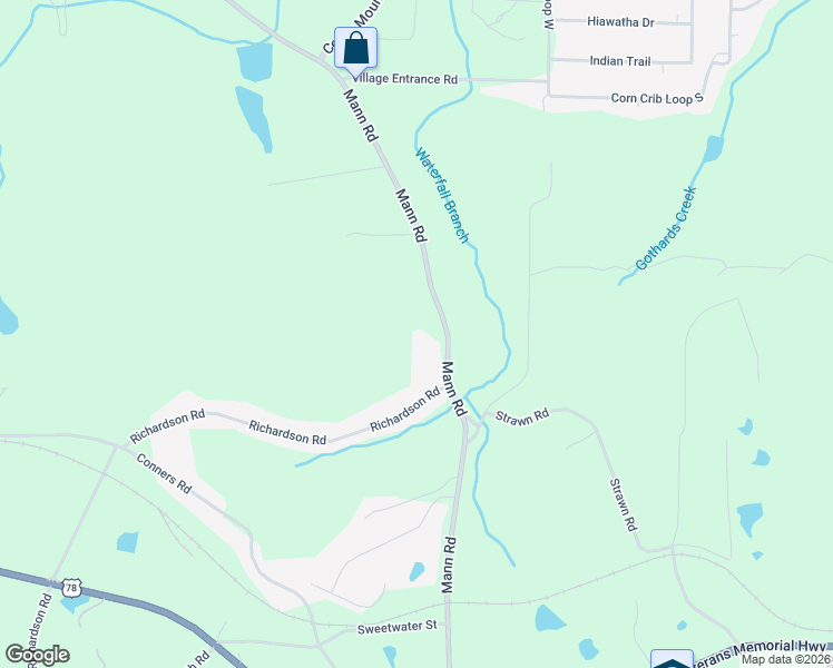 map of restaurants, bars, coffee shops, grocery stores, and more near 2411 Mann Road in Douglasville