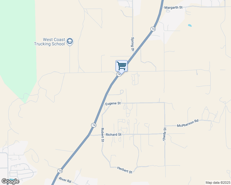 map of restaurants, bars, coffee shops, grocery stores, and more near 21630 Festus Circle in Perris