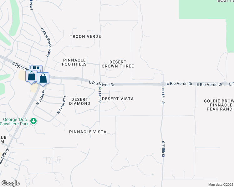 map of restaurants, bars, coffee shops, grocery stores, and more near 28015 North 114th Way in Scottsdale
