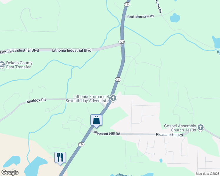 map of restaurants, bars, coffee shops, grocery stores, and more near 1747 Rock Chapel Road in Lithonia