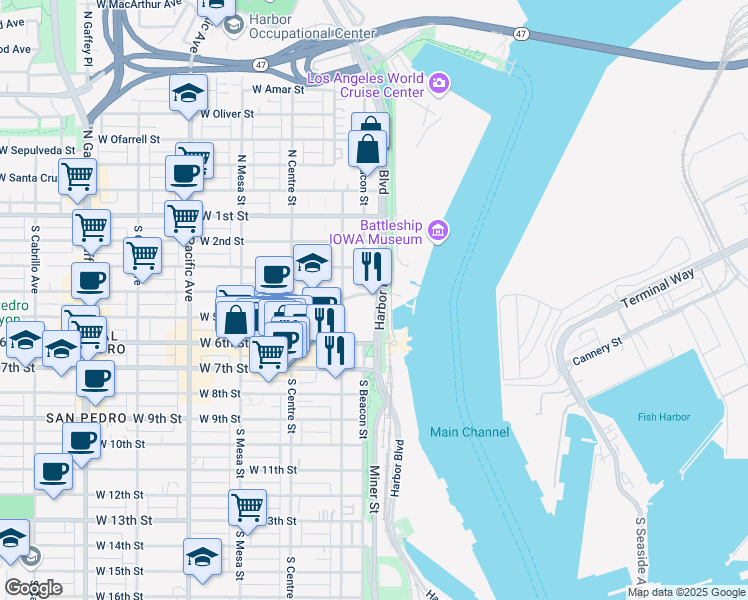 map of restaurants, bars, coffee shops, grocery stores, and more near 444 South Harbor Boulevard in Los Angeles