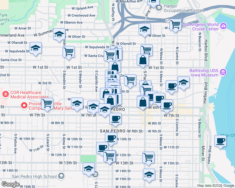 map of restaurants, bars, coffee shops, grocery stores, and more near 669 1/2 West 4th Street in Los Angeles