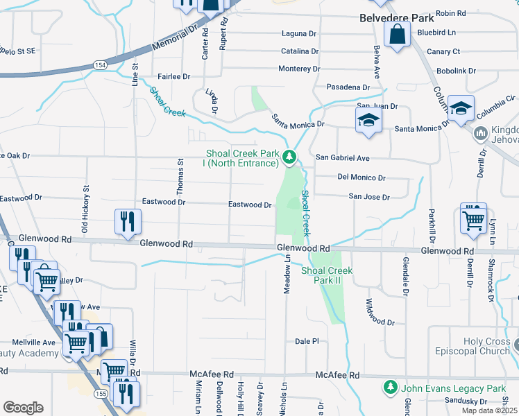 map of restaurants, bars, coffee shops, grocery stores, and more near 2869 Amelia Avenue in Decatur