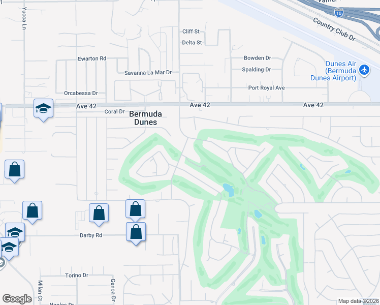 map of restaurants, bars, coffee shops, grocery stores, and more near in Bermuda Dunes