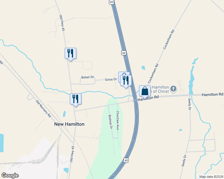 map of restaurants, bars, coffee shops, grocery stores, and more near 40008 Cottonwood Drive in Hamilton
