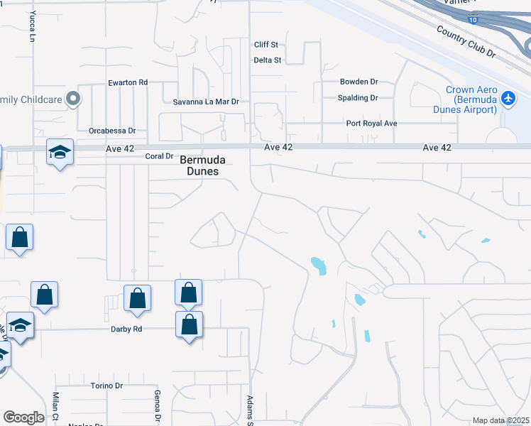 map of restaurants, bars, coffee shops, grocery stores, and more near 42320 Baracoa Drive in Bermuda Dunes