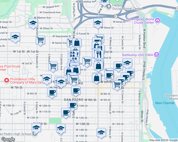 map of restaurants, bars, coffee shops, grocery stores, and more near 328 South Grand Avenue in Los Angeles