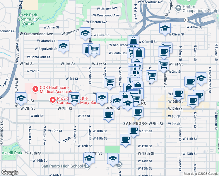 map of restaurants, bars, coffee shops, grocery stores, and more near 860 West 4th Street in Los Angeles