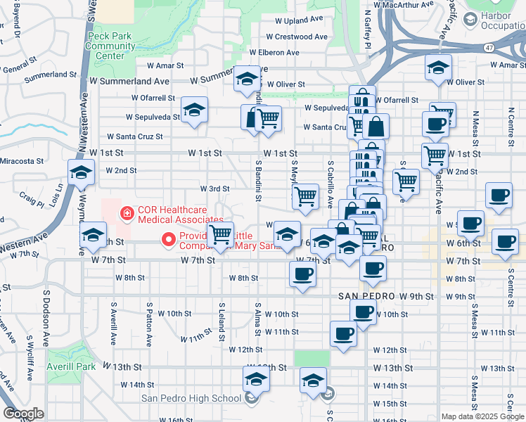 map of restaurants, bars, coffee shops, grocery stores, and more near 375 South Bandini Street in Los Angeles