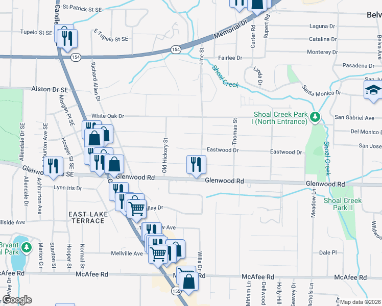 map of restaurants, bars, coffee shops, grocery stores, and more near 1743 Line Street in Decatur