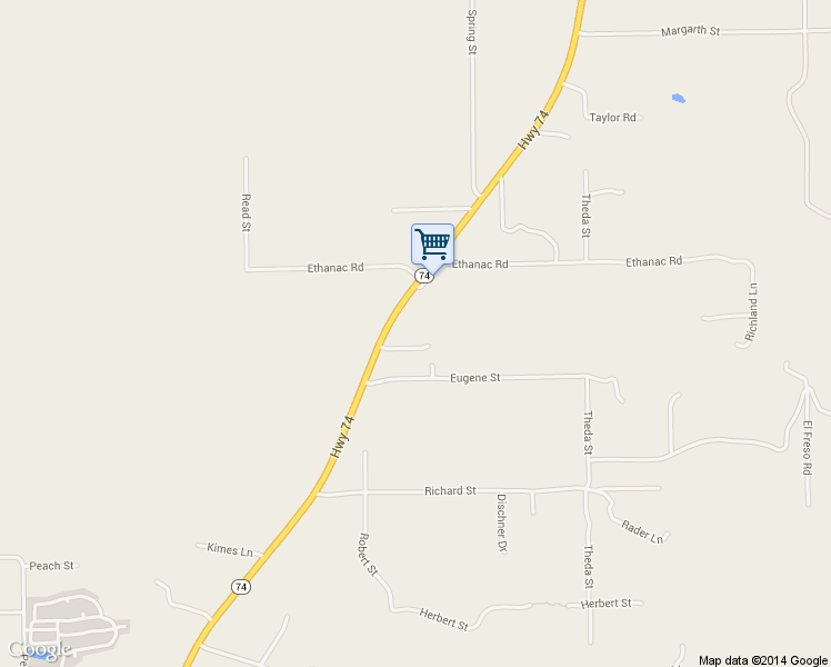 map of restaurants, bars, coffee shops, grocery stores, and more near 21630 Festus Circle in Perris