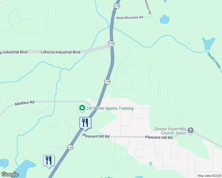 map of restaurants, bars, coffee shops, grocery stores, and more near 1726 Rock Chapel Road in Lithonia