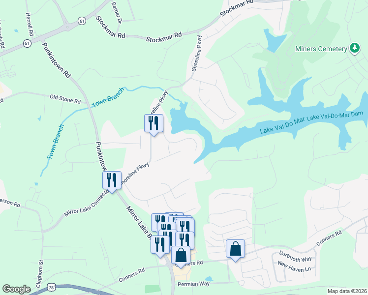map of restaurants, bars, coffee shops, grocery stores, and more near 3007 Catamaran Cove in Villa Rica