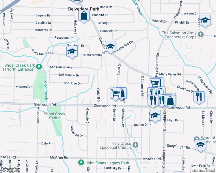 map of restaurants, bars, coffee shops, grocery stores, and more near 1753 Thomas Terrace in Decatur