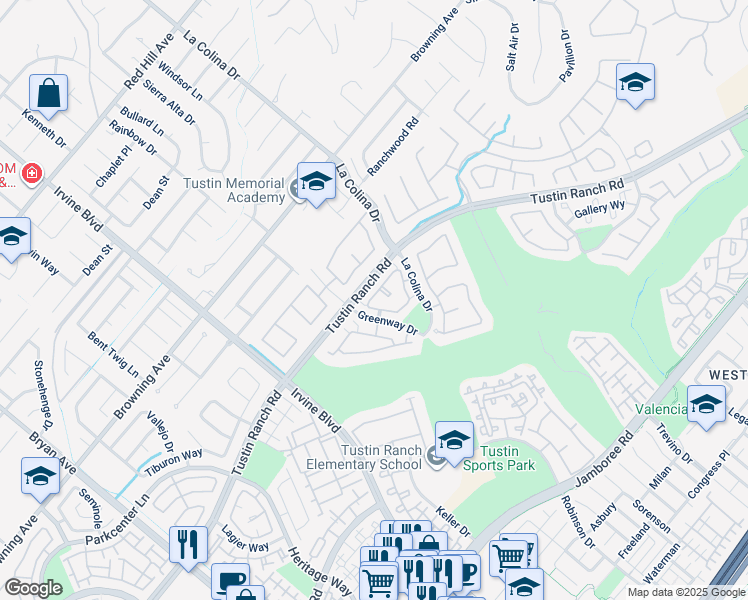 map of restaurants, bars, coffee shops, grocery stores, and more near 12715 Doral in Tustin