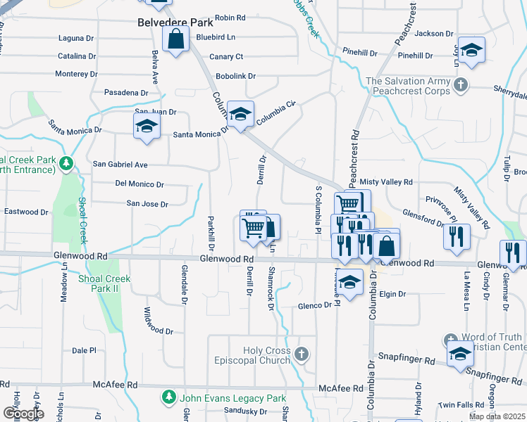 map of restaurants, bars, coffee shops, grocery stores, and more near 1742 Lynn Lane in Decatur