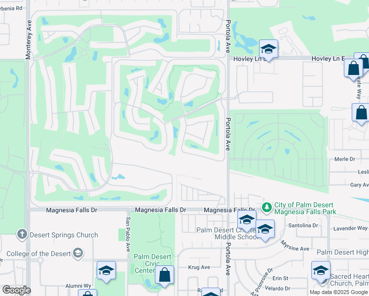 map of restaurants, bars, coffee shops, grocery stores, and more near 168 Cam Arroyo South in Palm Desert